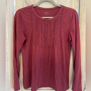 Loft red maroon shirt Women petite size medium